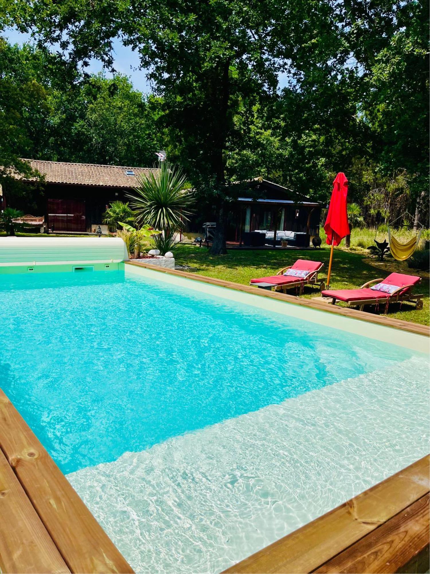 Hacienda De La Canopee Avec Piscine Chauffee Au Sel Hourtin Exterior foto